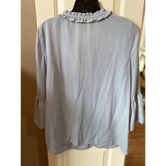 Karl Lagerfeld Top Ruffle Edge Baby Blue Blouse‎ Size Medium - Picture 2 of 4